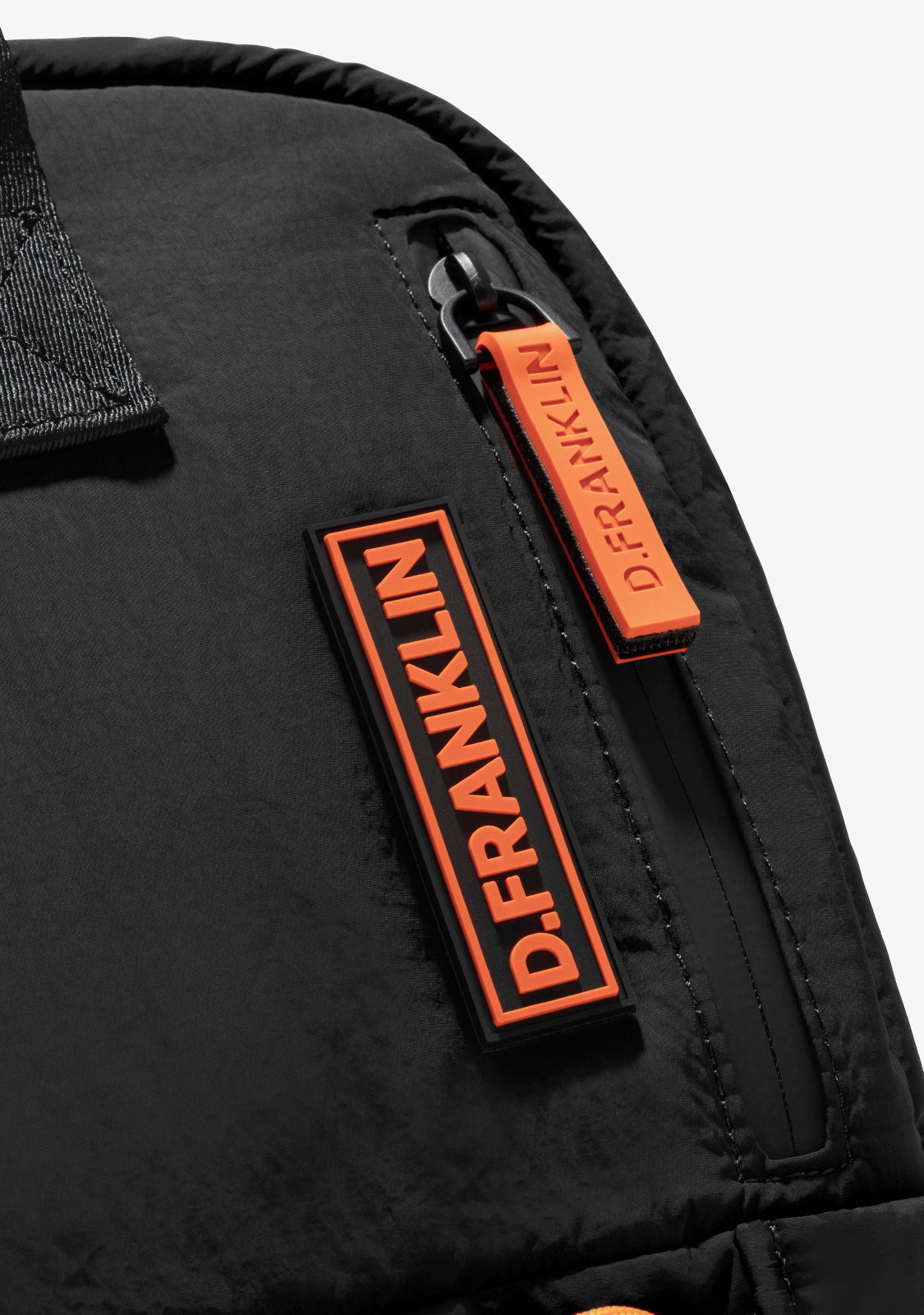 Multi-Pocket Nylon Backpack Black + Custom Set Orange