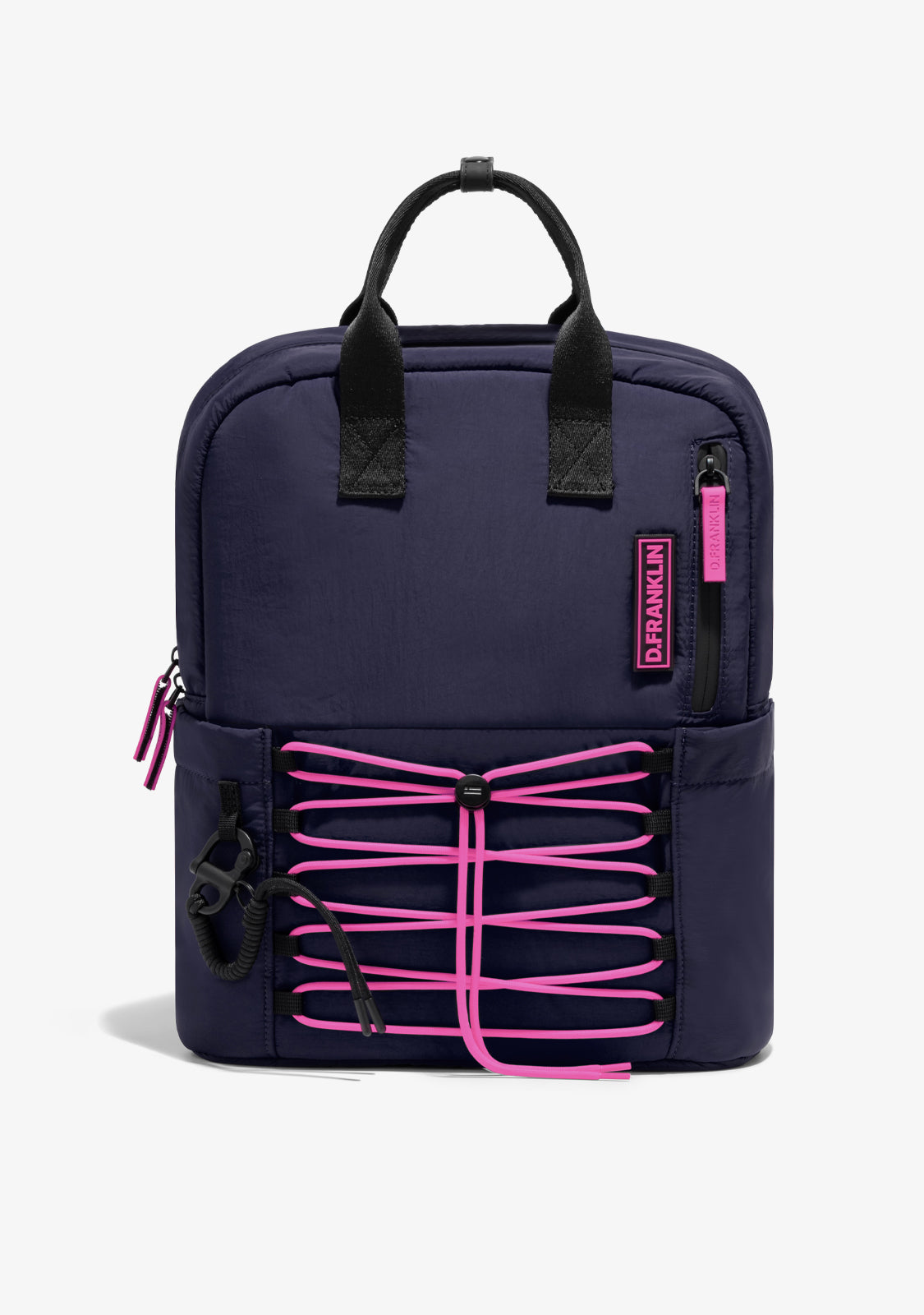 Multi-Pocket Nylon Backpack Navy + Custom Set Fuchsia