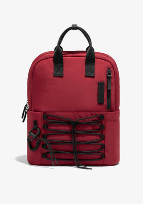 Multi-Pocket Nylon Backpack Red + Custom Set Lime