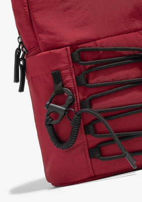 Multi-Pocket Nylon Backpack Red