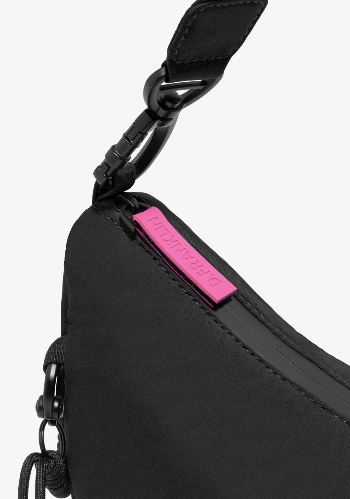 Round Nylon Crossbody Bag Black + Custom Set Fuchsia