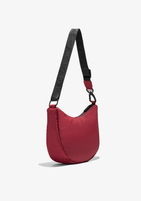 Round Nylon Crossbody Bag Red