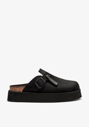 Vibe Sandals Clog Platform Suede Black